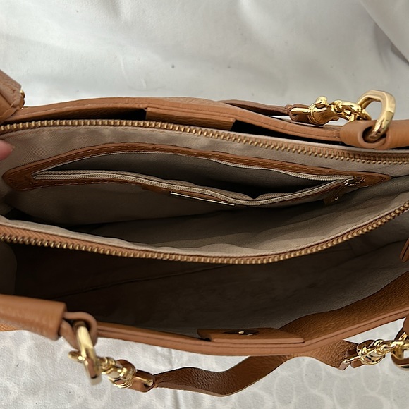 Iacucci Italy Luxurious Caramel Brown Pebbled Leather Handbag Purse 🌸🌸 - Picture 8 of 9